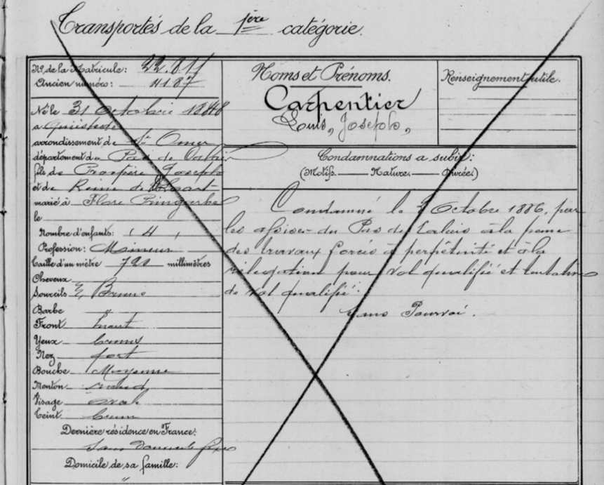  Louis CARPENTIER (Brigand bagnard mort aux Iles du Salut)
